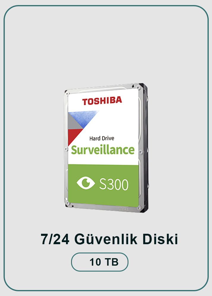 Toshiba 10TB 7200RPM S300  256MB SATA3 7/24 Güvenlik Diski