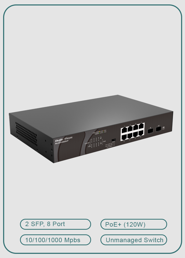 Ruijie Reyee RG-ES110GDS-P 10 Port 10/100/1000 Mbps Gigabit PoE Switch