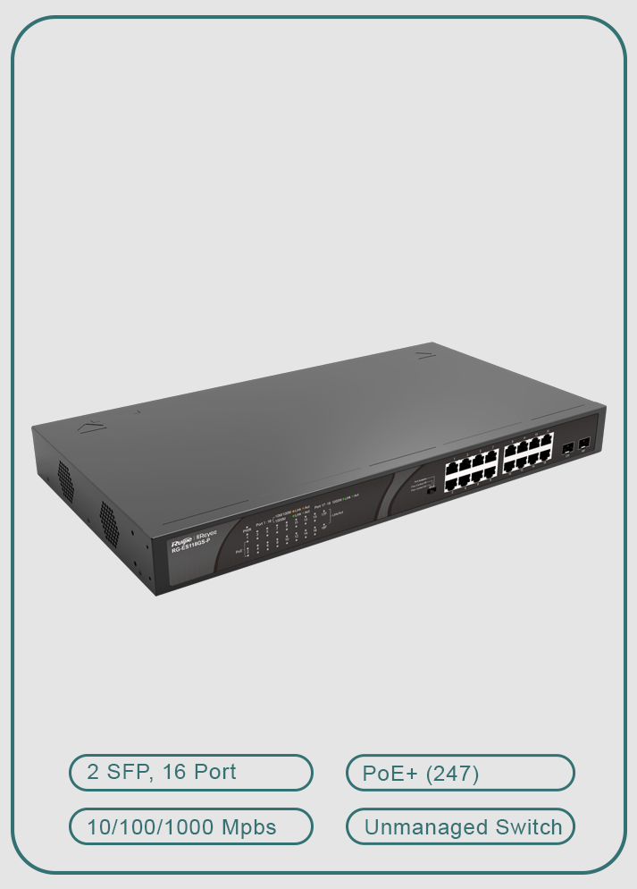 Reyee RG-ES118GS-P 16 Port Gigabit Network PoE Switch