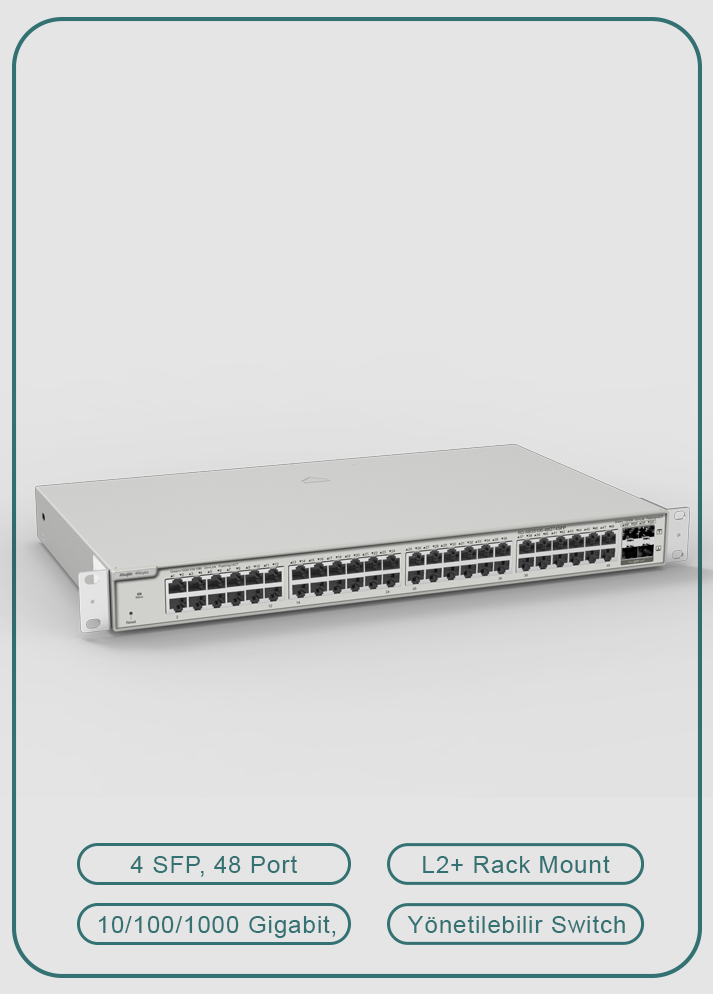 Reyee RG-NBS5100-48GT4SFP 48 Portlu, 10/100/1000 Gigabit, L2+ Yönetilebilir Switch, 4 SFP